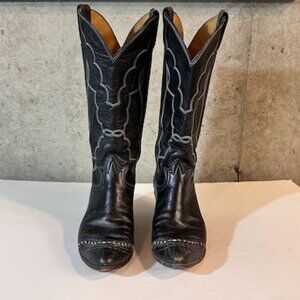 Tony Lama Black Leather Cowboy Boots – Women’s Size 8 – Classic Western Stitchin
